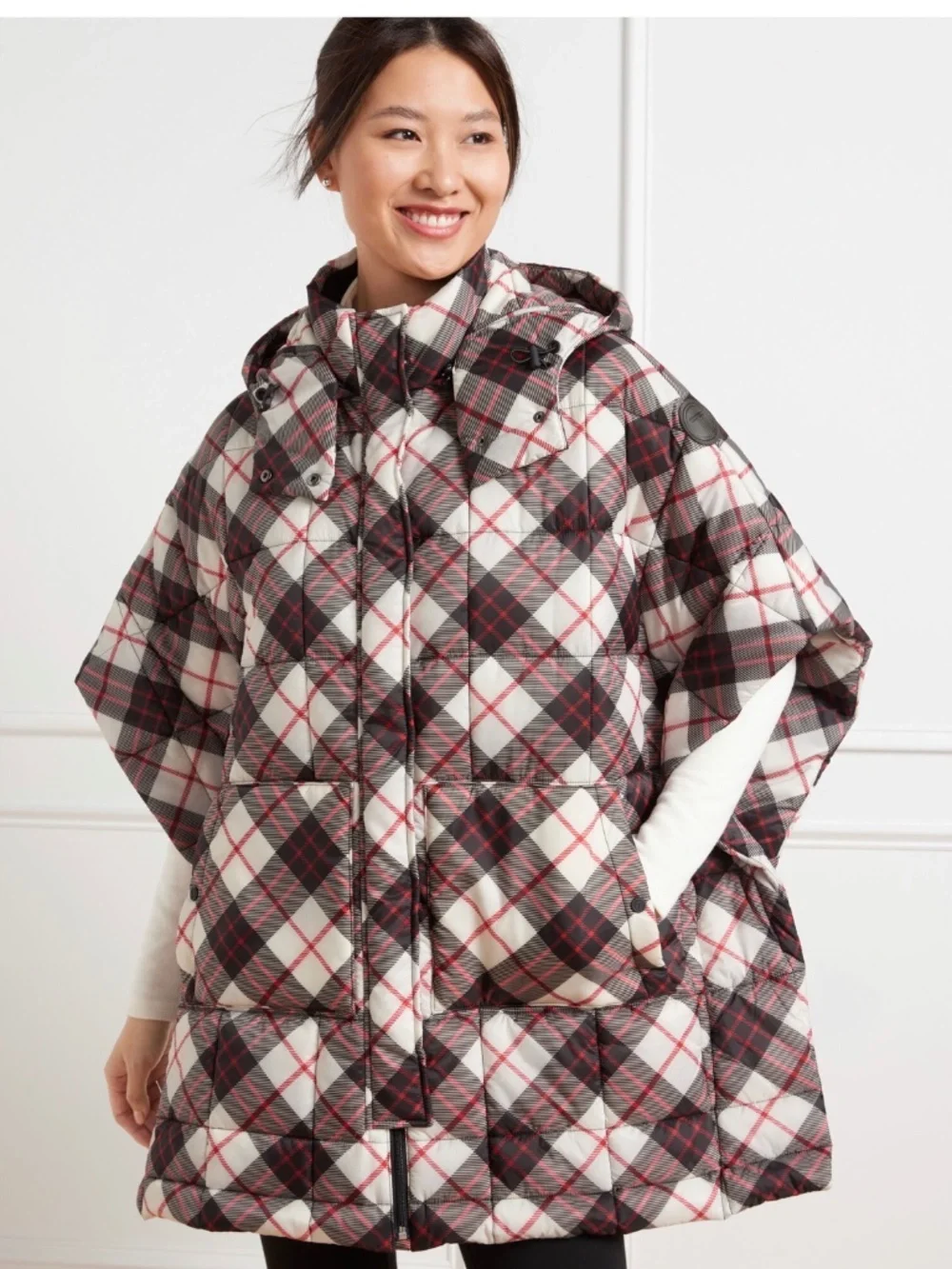 Talbots HOODED QUILTED PONCHO - CHILLY PLAID